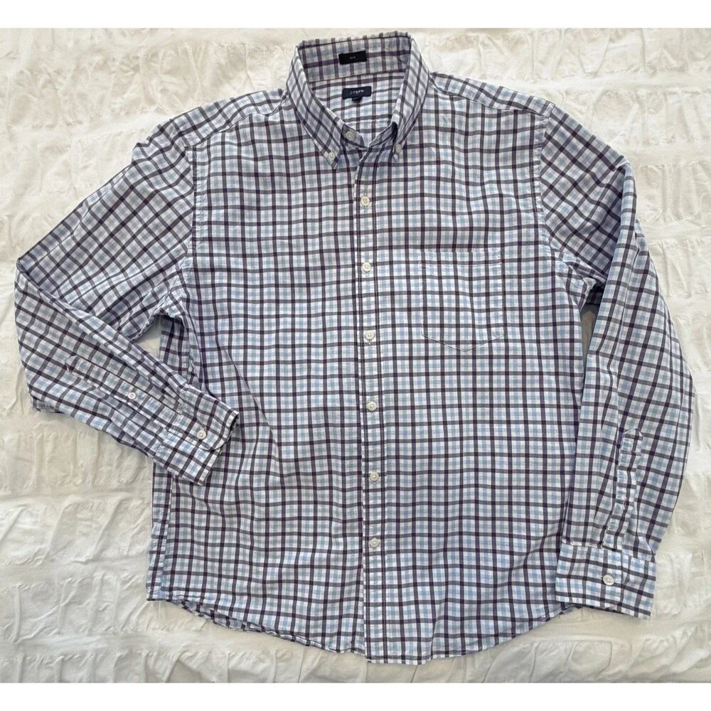 J. Crew Men’s Long Sleeve Cotton Plaid Shirt, XL, Slim, GUC